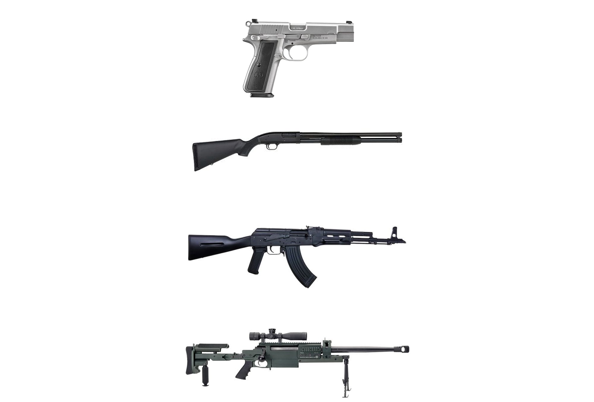 Four Firearms Combo - Handgun, Shotgun, Self-Loading Rifle & Manual Rifle Training